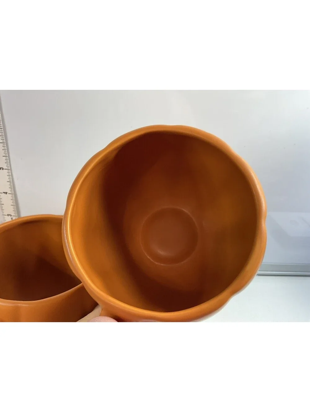Pottery Barn Stonewear Pumpkin Mugs Set Of 4